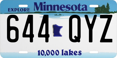 MN license plate 644QYZ
