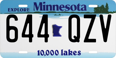 MN license plate 644QZV