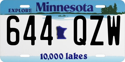 MN license plate 644QZW