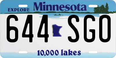 MN license plate 644SGO