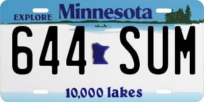 MN license plate 644SUM