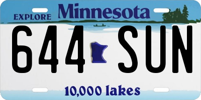 MN license plate 644SUN