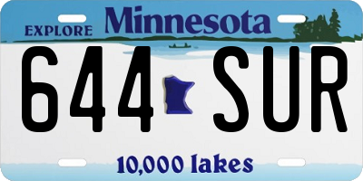 MN license plate 644SUR