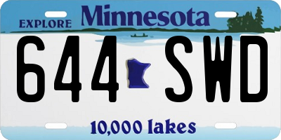 MN license plate 644SWD