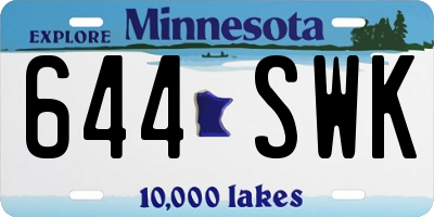MN license plate 644SWK