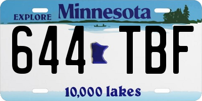 MN license plate 644TBF
