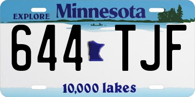 MN license plate 644TJF