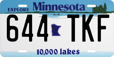 MN license plate 644TKF