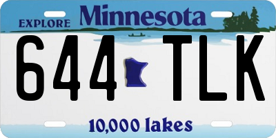 MN license plate 644TLK
