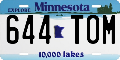 MN license plate 644TOM