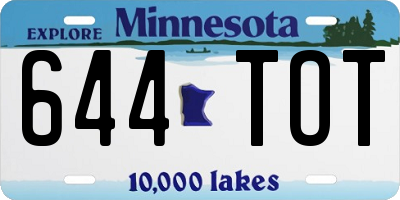 MN license plate 644TOT