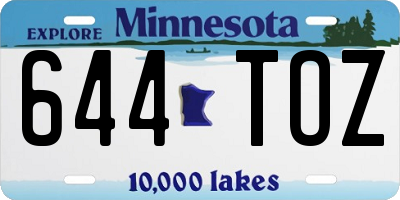 MN license plate 644TOZ