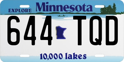 MN license plate 644TQD