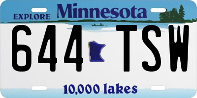 MN license plate 644TSW