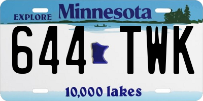 MN license plate 644TWK