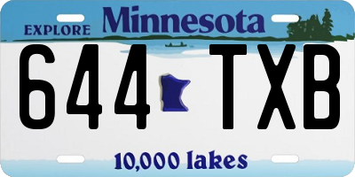 MN license plate 644TXB