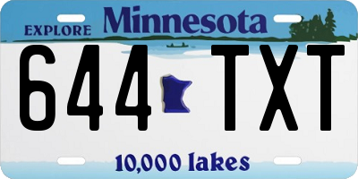 MN license plate 644TXT