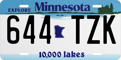 MN license plate 644TZK