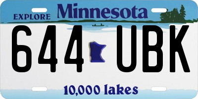 MN license plate 644UBK
