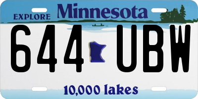 MN license plate 644UBW