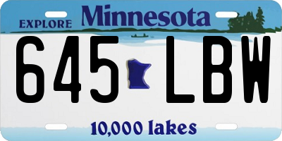 MN license plate 645LBW