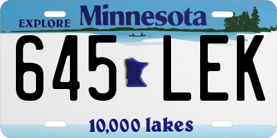 MN license plate 645LEK