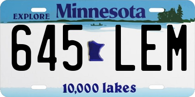 MN license plate 645LEM