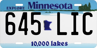 MN license plate 645LIC
