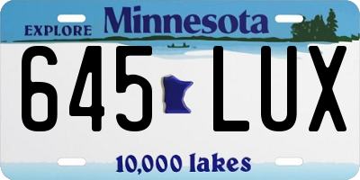 MN license plate 645LUX