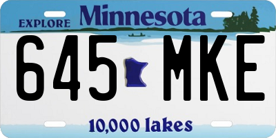 MN license plate 645MKE