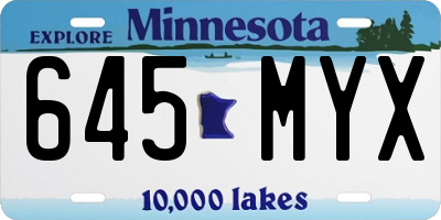 MN license plate 645MYX