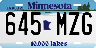 MN license plate 645MZG