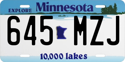 MN license plate 645MZJ