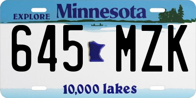 MN license plate 645MZK