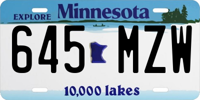 MN license plate 645MZW