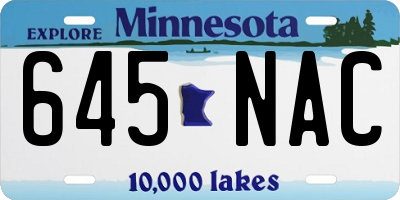 MN license plate 645NAC
