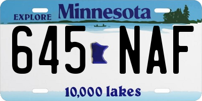 MN license plate 645NAF