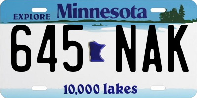 MN license plate 645NAK