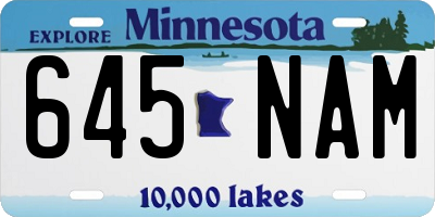 MN license plate 645NAM