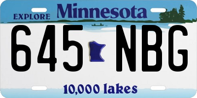 MN license plate 645NBG