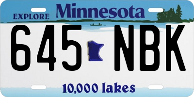 MN license plate 645NBK