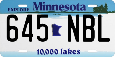 MN license plate 645NBL