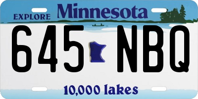 MN license plate 645NBQ
