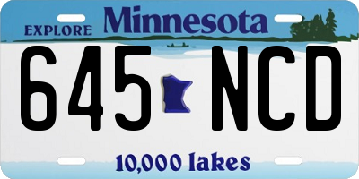MN license plate 645NCD