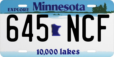 MN license plate 645NCF