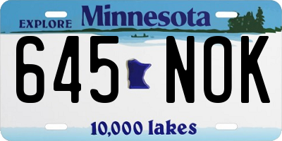 MN license plate 645NOK