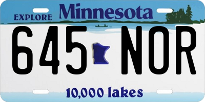 MN license plate 645NOR