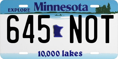 MN license plate 645NOT