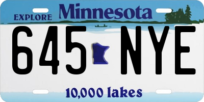 MN license plate 645NYE