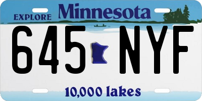 MN license plate 645NYF